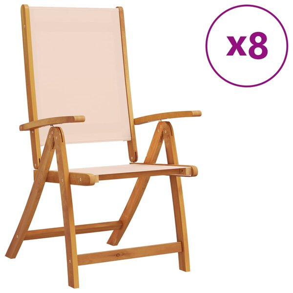 vidaXL Chaises pliables de jardin lot de 8 bois d'acacia et textilène