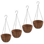 vidaXL Jardinières suspendues 4 Pièces avec doublure coco Noir Ø 30x52 cm