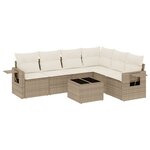 vidaXL Salon de jardin avec coussins 7 Pièces beige résine tressée