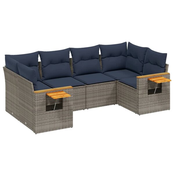 vidaXL Salon de jardin 6 Pièces avec coussins gris résine tressée