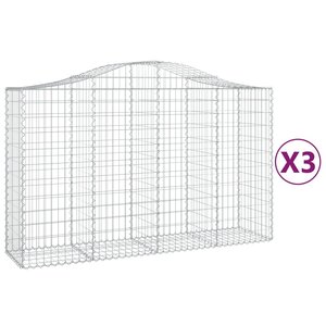 vidaXL Paniers à gabions arqués 3 Pièces 200x50x120/140 cm Fer galvanisé