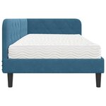 vidaXL Cadre de lit d'angle avec matelas Bleu 100 x 200 cm Velours