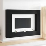 vidaXL Kit de meubles TV mural 8 pièces en bois noir imitation chêne