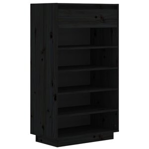 vidaXL Armoire à chaussures Noir 60x34x105 cm Bois de pin massif