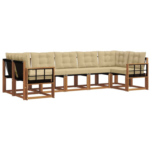 vidaXL Ensemble de canapés d'extérieur 7 Pièces Naturel et Beige