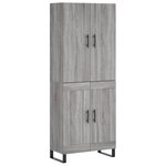 vidaXL Buffet haut Sonoma gris 69 5x34x180 cm Bois d'ingénierie