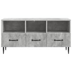 vidaXL Meuble TV Gris béton 102 x 34 5 x 50 cm Bois d'ingénierie