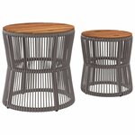 vidaXL Tables d'appoint de jardin 2 Pièces dessus en bois gris poly rotin