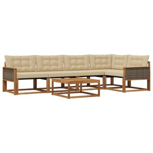 vidaXL Ensemble de canapés d'extérieur 6 Pièces Naturel et Beige