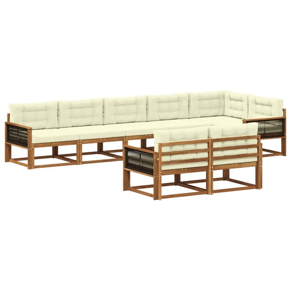 vidaXL Ensemble de canapés d'extérieur 8 pc Naturel et Crème