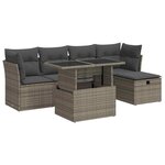 vidaXL Salon de jardin 6 Pièces avec coussins gris résine tressée