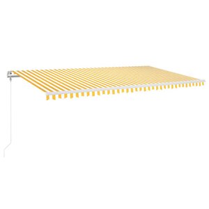 vidaXL Auvent automatique capteur de vent LED 600x350cm Jaune et blanc