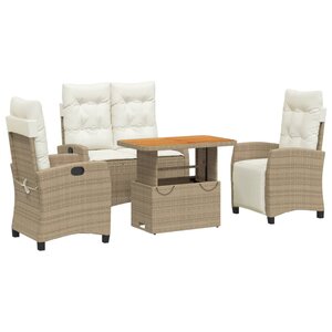 vidaXL Ensemble à manger de jardin coussins 4 Pièces beige résine tressée