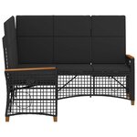 vidaXL Ensemble de canapés inclinables de jardin Noir polyrotin