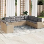 vidaXL Salon de jardin avec coussins 10 Pièces beige résine tressée