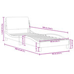 vidaXL Cadre de lit avec tête de lit sans matelas crème 90x190cm tissu