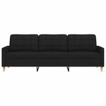 vidaXL Canapé à 3 places Noir 210 cm Tissu