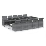 vidaXL Ensemble à manger de jardin coussins 11 Pièces Résine tressée Gris