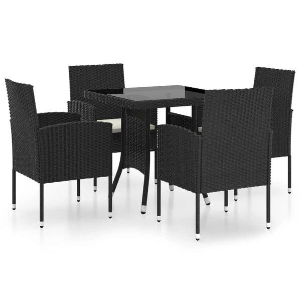 vidaXL Ensemble à manger de jardin 5 Pièces Résine tressée Noir