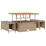 Ensemble de Canapé de Jardin 12 Pièces avec Coussins Rotin Poly Beige Acacia