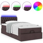 vidaXL Lit ottoman avec matelas et LED marron foncé 90x200 cm tissu