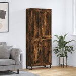 vidaXL Buffet haut Chêne fumé 69 5x34x180 cm Bois d'ingénierie