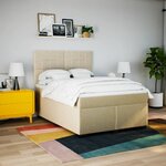 vidaXL Sommier à lattes de lit avec matelas Crème 140x200 cm Tissu