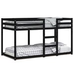 vidaXL Lit superposé sans matelas noir 90x190 cm bois de pin massif