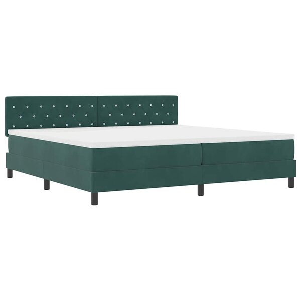 vidaXL Lit à ressorts avec matelas Vert foncé 200 x 200 cm tissu