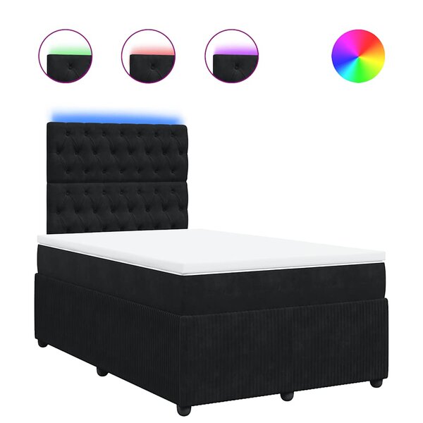 vidaXL Sommier à lattes de lit avec matelas noir 120x190 cm velours