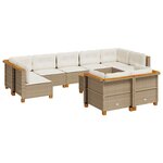 vidaXL Salon de jardin avec coussins 10 Pièces beige résine tressée
