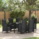 vidaXL Ensemble de salle à manger pour jardin 7 Pièces Noir Poly rotin