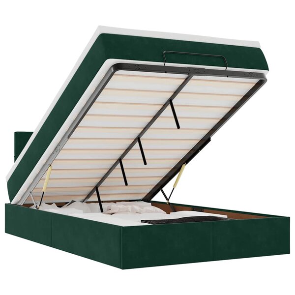 vidaXL Lit ottoman avec matelas vert foncé 120x190 cm velours