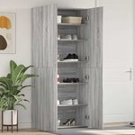 vidaXL Cabinet à chaussures Gris 80 x 35.5 x 180 cm Bois d'ingénierie