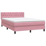 vidaXL Sommier à lattes de lit avec matelas et LED rose 140x220 cm velours