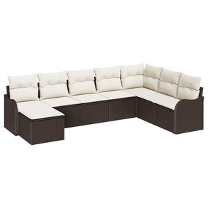vidaXL Ensemble de canapé de jardin 8 Pièces Marron Poly rotin