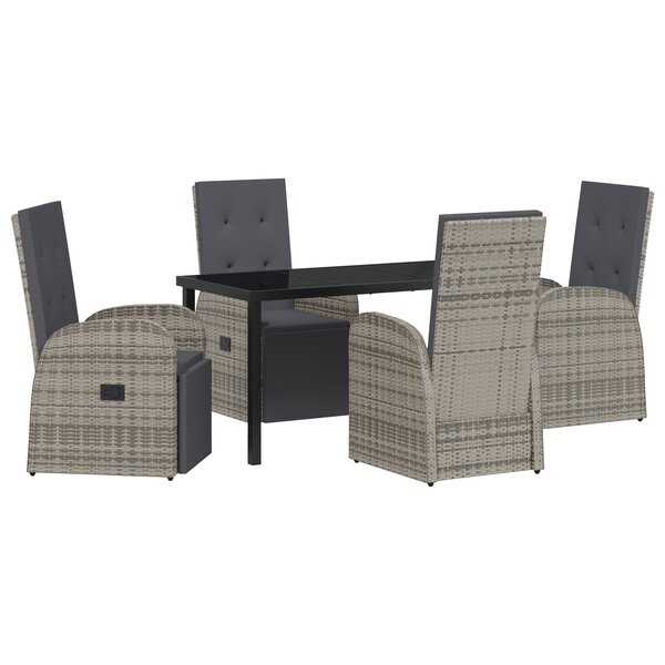 vidaXL Set de salle à manger de jardin 5 Pièces Gris 140 x 70 x 73 cm