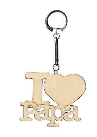 Porte-clés en bois I love Papa