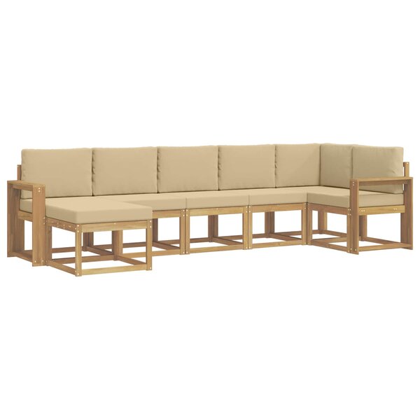 vidaXL Ensemble de canapés d'extérieur 7 pc Blanc et Beige Polyester