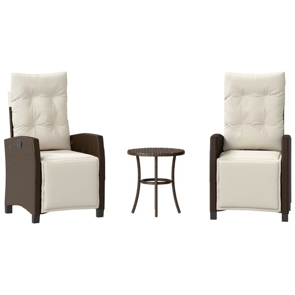 vidaXL Ensemble de bistro 3 Pièces avec coussins marron résine tressée