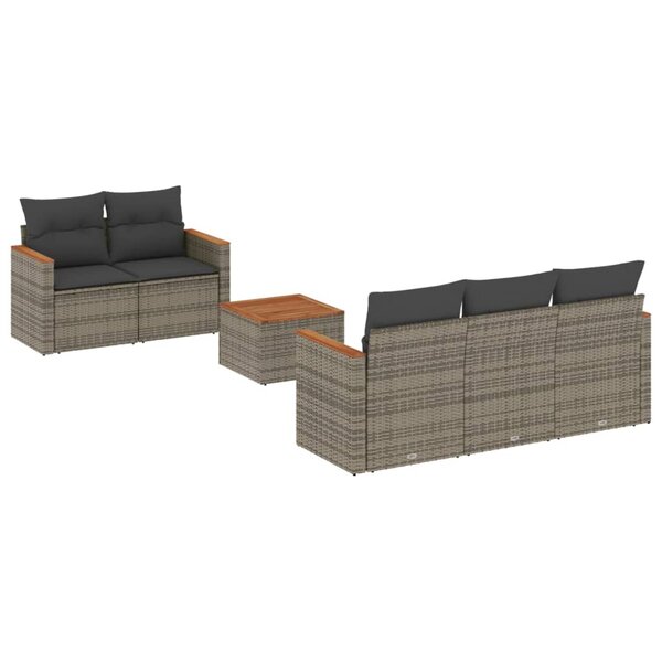 vidaXL Salon de jardin 6 Pièces avec coussins gris résine tressée