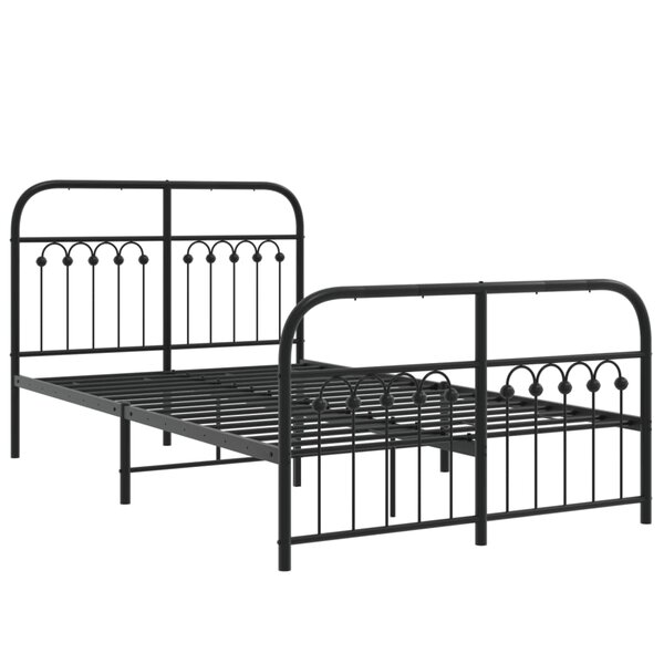 vidaXL Cadre de lit métal avec tête de lit/pied de lit noir 120x190 cm