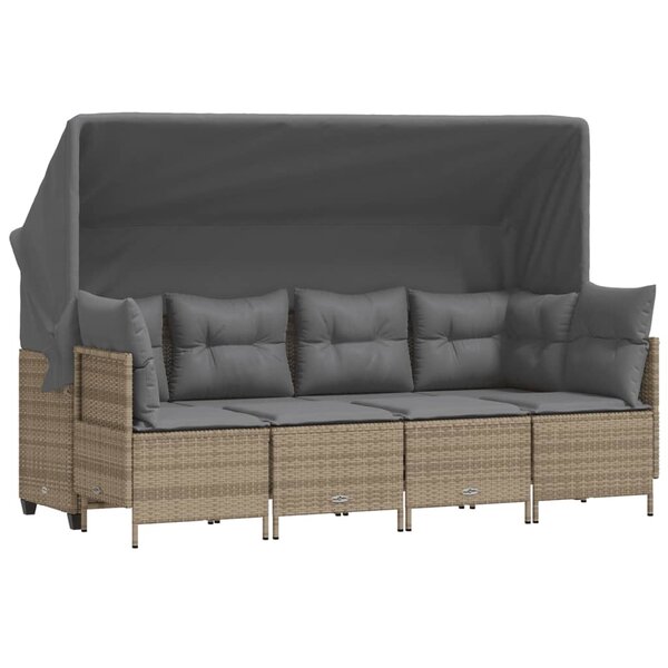 vidaXL Salon de jardin avec coussins 5 Pièces beige résine tressée