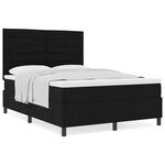 vidaXL Lit à sommier à ressort avec matelas noir 140x190 cm en tissu