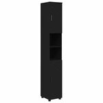 vidaXL Meuble de salle de bain haut avec porte Noir 30 x 35 x 192 cm