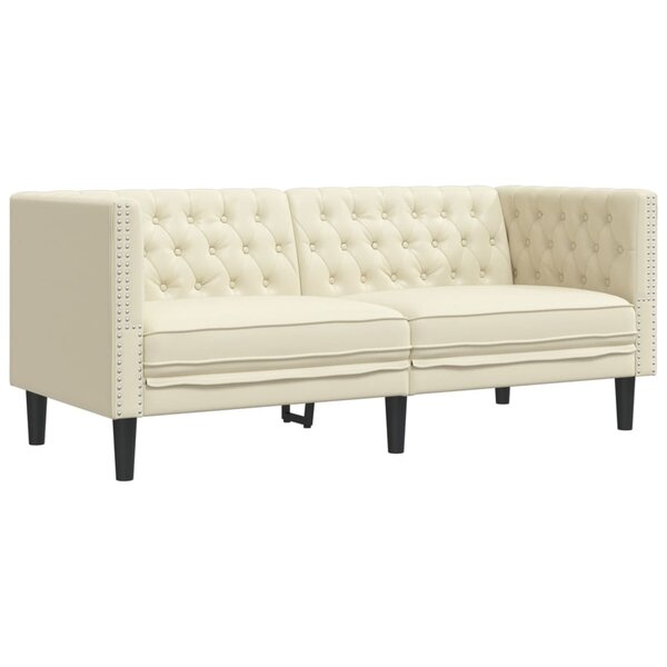 vidaXL Canapé Chesterfield 2 places crème similicuir