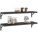 vidaXL Supports d'étagères 4 Pièces 30x2 5x15 5 cm noir acier inoxydable