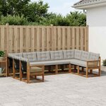 vidaXL Ensemble de canapés d'extérieur 9 Pièces Naturel et gris clair