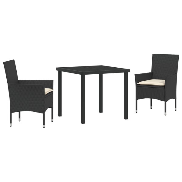 vidaXL Ensemble de jardin en 3 pièces avec coussins en rattan poly noir