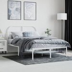 vidaXL Cadre de lit métal sans matelas et tête de lit blanc 120x200 cm